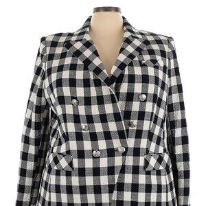 Veronica Beard Black and White Gingham Linen Blazer Size 22